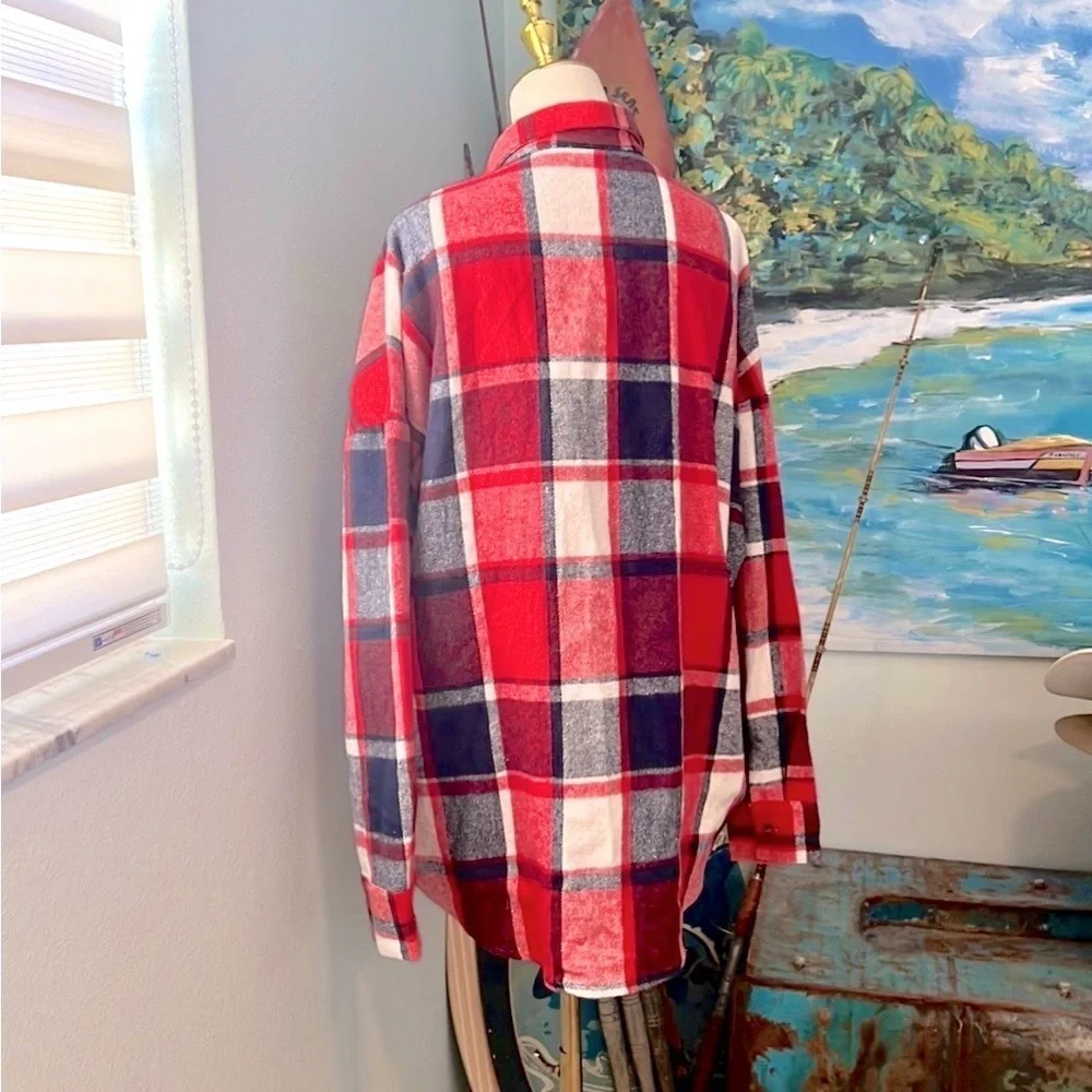 NWT Ekouaer,Buffalo Plaid Flannel Pajama Set,Drawstring Shorts,Button-Up Top,XXL